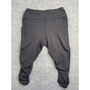 Sweetflexx Resistance Leggings Women 10 Black Cropped Ruched Side Pockets